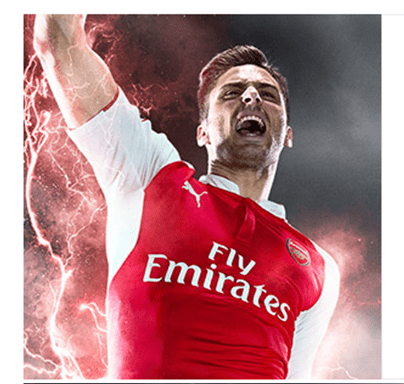 Also from Arsenal.com.  On second thought, Giroud looks a bit scary here.  But good camera work capturing that real lightening!  